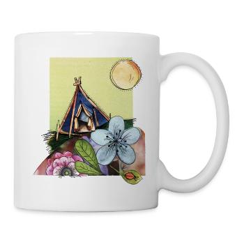 Camping in a tent - Mug - white - Right