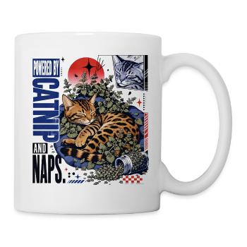 Powered by Catnip and Naps – Cozy Bengal Cat - Mug - white - Right