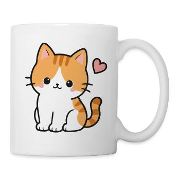Cute Kawaii Kitten With Pink Heart - Mug - white - Right