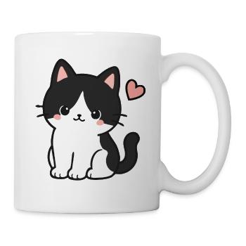 Cute Kawaii Kitten With Pink Heart - Mug - white - Right