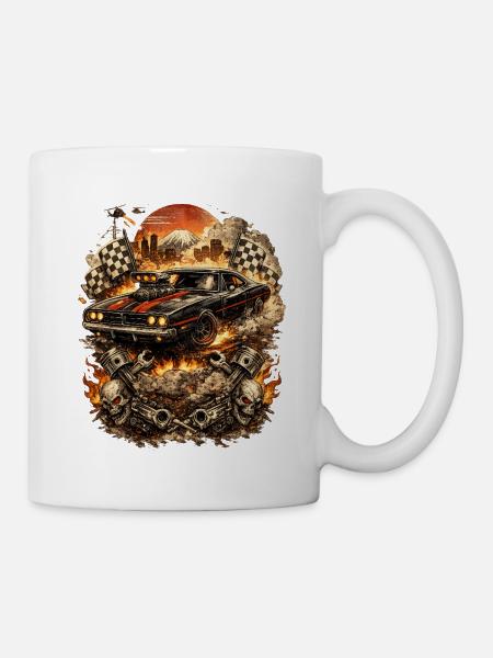 Feuriger Musclecar Inferno - Tasse - Weiß