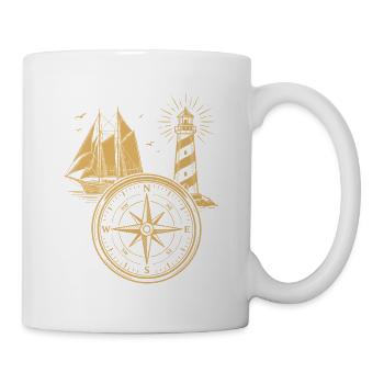 Maritime Compass Sailing Ship North Lighthouse - Mug - white - Right