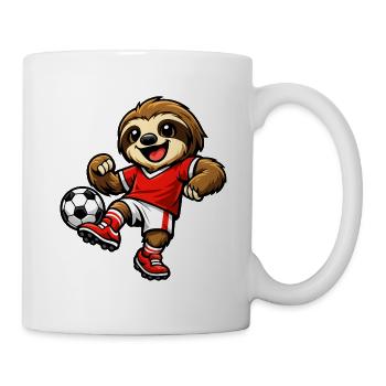 Cute sloth playing football - Mug - white - Right