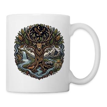 Cerfs de la forêt lunaire avec paysage fluvial - Mug blanc - blanc - Droite