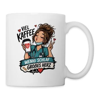 Wenig Schlaf Großes Herz – Krankenschwester - Tasse - Weiß - Rechts