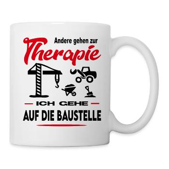 Bauarbeiter Bauarbeiterin Beruf Arbeit Baustelle - Tasse - Weiß - Rechts
