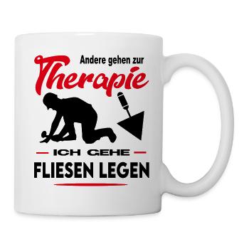 Fliesenleger Kacheler Plattenleger Beruf Arbeit - Tasse - Weiß - Rechts