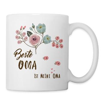 Beste Oma Blütenbotschaft - Tasse - Weiß - Rechts