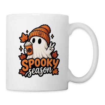 Spooky Season Geist mit Kürbis Mütze - Tasse - Weiß - Rechts
