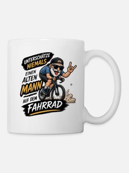 Nie Unterschätze Mann am Fahrrad - Tasse - Weiß