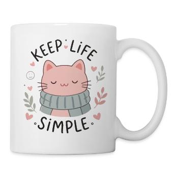 Süßer Katzenschal – einfaches Leben - Tasse - Weiß - Rechts