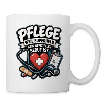 Pflegehelden Herzstethoskop Motiv - Tasse - Weiß - Rechts