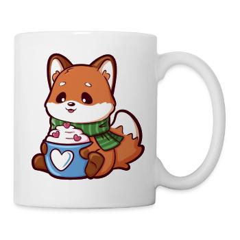Kuschelfuchs mit Herztasse - Tasse - Weiß - Rechts