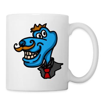 Blauer eleganter Hund im Samtanzug - Tasse - Weiß - Rechts