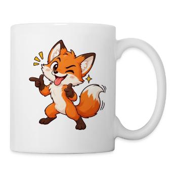 Fröhlicher Fuchs Cartoon - Tasse - Weiß - Rechts