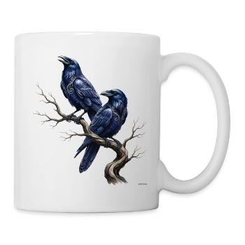 Celtic Ravens Zweig-Design. - Tasse - Weiß - Rechts