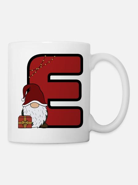 E-Weihnachtsgnom mit Geschenk - Tasse - Weiß