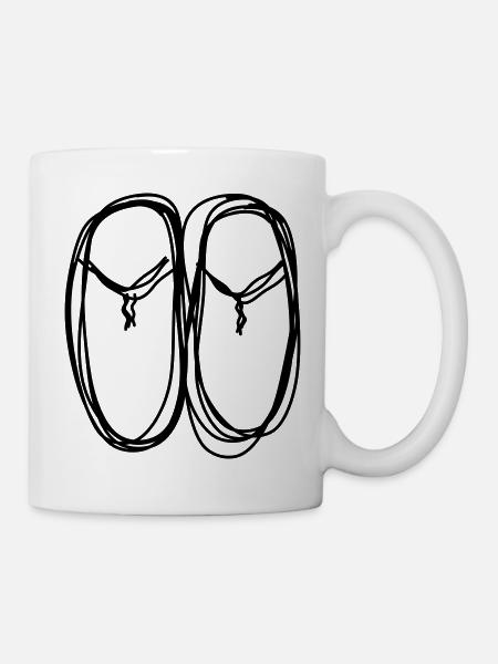 Flipflops handgezeichnet - Tasse - Weiß
