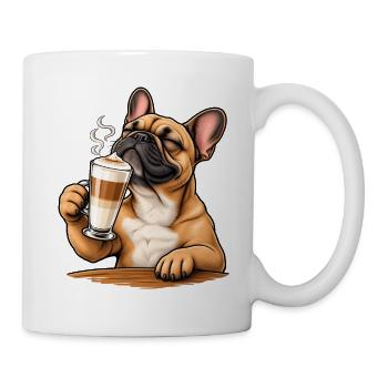Frenchie mit Latte Macchiato - Tasse - Weiß - Rechts