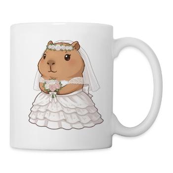 Capybara Braut an Hochzeit  - Tasse - Weiß - Rechts