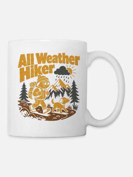 Wandern Mit Hund Outdoor Berge All-Weather T-Shirt - Tasse - Weiß