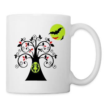 Baum mit Eule Halloween - Tasse - Weiß - Rechts