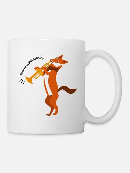 Fuchs mit Trompete, Abstraktion - Tasse - Weiß