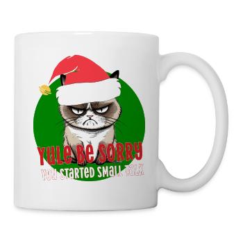 Wütende Weihnachtskatze Weihnachtsmannhut-Smalltalk - Tasse - Weiß - Rechts