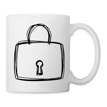 Vorhängeschloss handgezeichnet - Tasse - Weiß - Rechts
