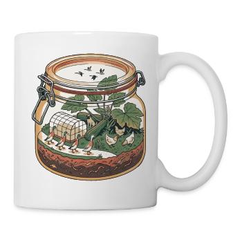Hühner im Glasgarten / Einmachglas - Tasse - Weiß - Rechts