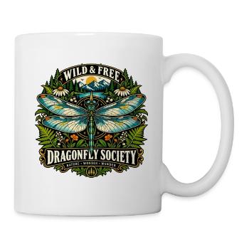 Dragonfly Libelle Natur Geschenk Botanical Design - Tasse - Weiß - Rechts