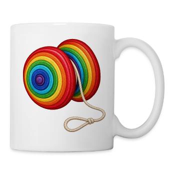 Buntes Jo-Jo – Stickmotiv Optik  - Tasse - Weiß - Rechts