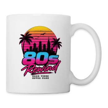 80er Rewind Neon Skyline - Tasse - Weiß - Rechts