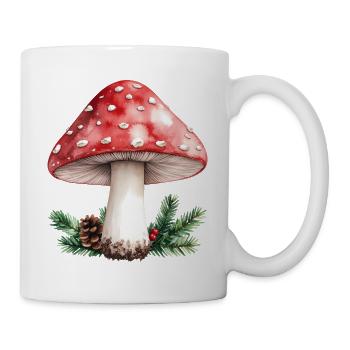 Roter Paddelpilz-Aquarell-Wald-Pilzzapfen - Tasse - Weiß - Rechts