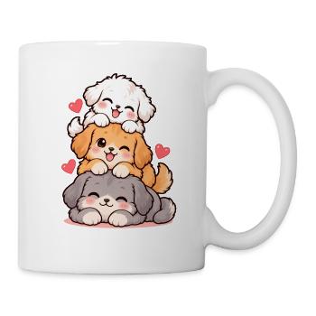 Stapelwelpen mit Herzchen - Tasse - Weiß - Rechts