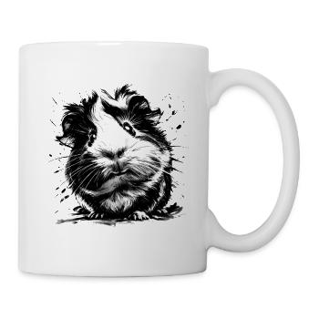 Meerschweinchen-Porträt - Tasse - Weiß - Rechts