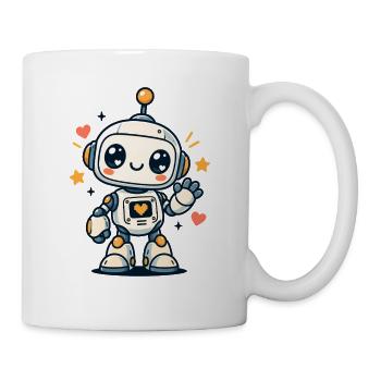 Kleiner Robo mit Herzen - Tasse - Weiß - Rechts