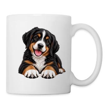 Berner Sennenhund Welpe - Tasse - Weiß - Rechts