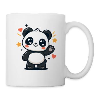 Panda kawaii winkt mit Sternen - Tasse - Weiß - Rechts