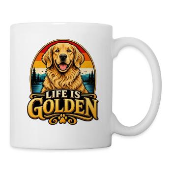 Life Is Golden Retriever Retro - Tasse - Weiß - Rechts