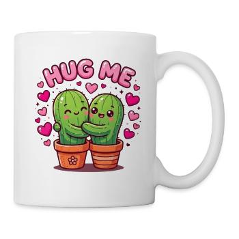 Hug Me – Kawaii Kaktus Paar | Cute Love | Umarmung - Tasse - Weiß - Rechts