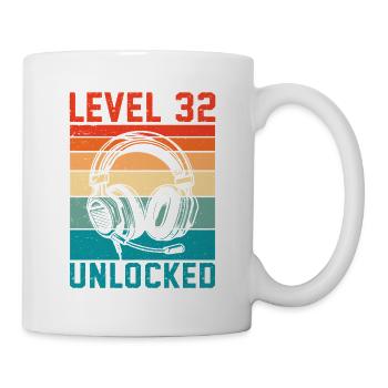 32. Geburtstag Level 32 unlocked - Tasse - Weiß - Rechts