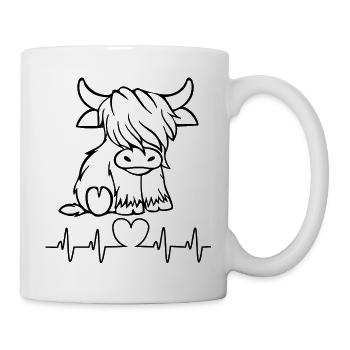 Kuh Herzschlagdesign - Tasse - Weiß - Rechts