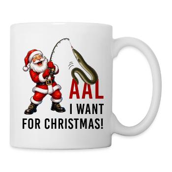 Aal I want for Christmas Weihnachtsmann Fisch - Tasse - Weiß - Rechts