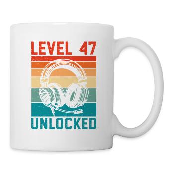 47. Geburtstag Level 47 unlocked - Tasse - Weiß - Rechts