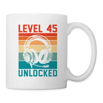 45. Geburtstag Level 45 unlocked - Tasse - Weiß - Rechts