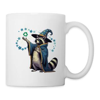 Recycling Zauberer Waschbär - Tasse - Weiß - Rechts