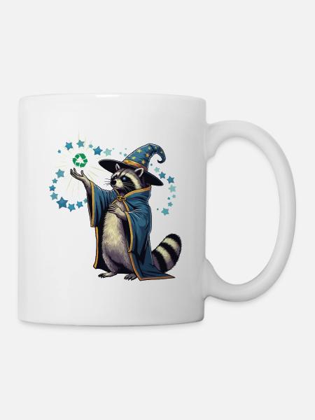 Recycling Zauberer Waschbär - Tasse - Weiß