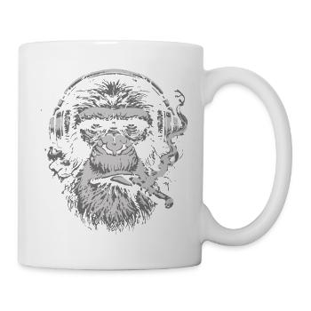 DJ Chimp mit Kopfhörern - Tasse - Weiß - Rechts