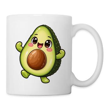 Avocado Kawaii Style – Süßes Fruchtmotiv - Tasse - Weiß - Rechts